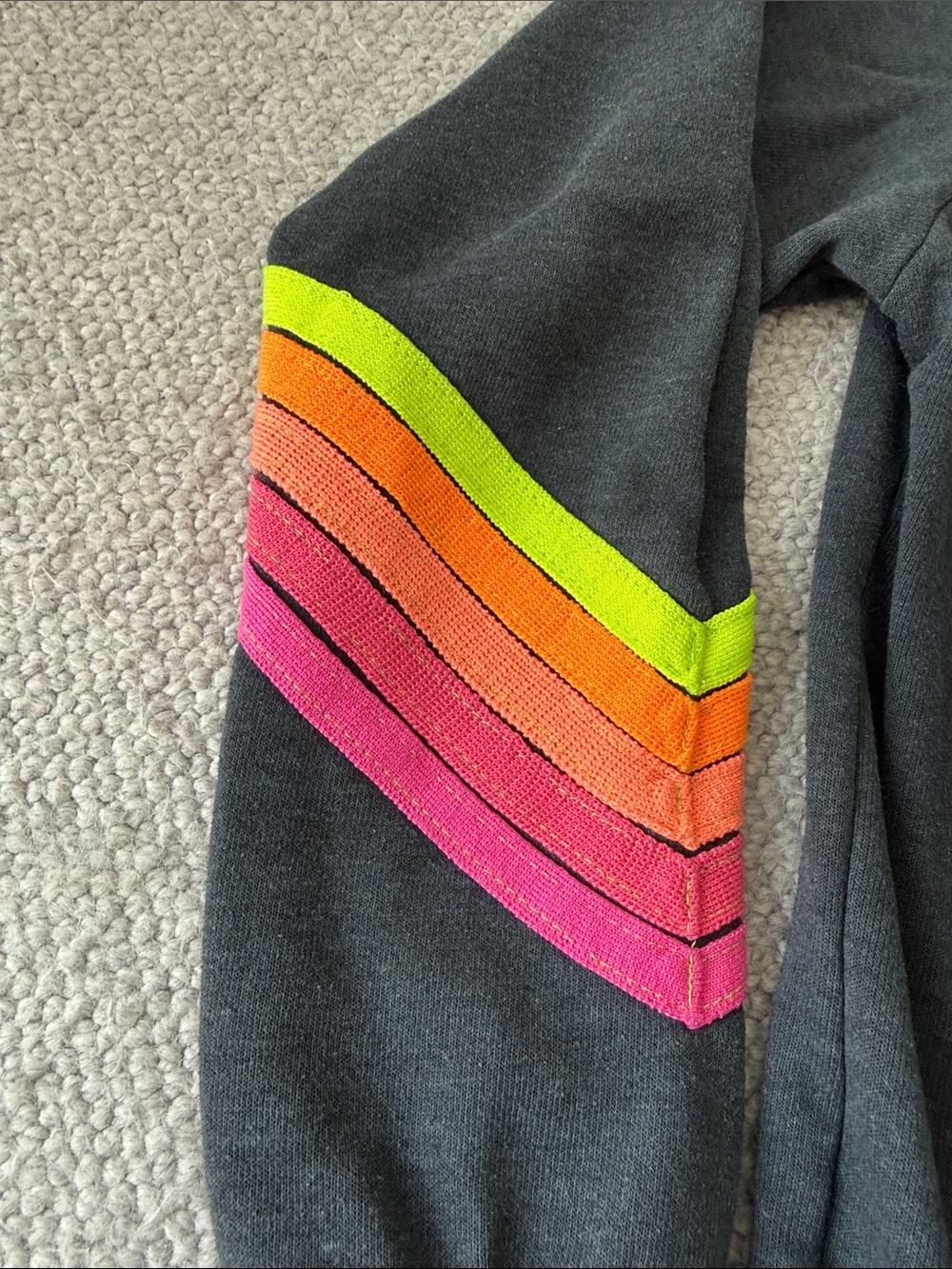 Aviator Nation Charcoal Lightning Bolt Neon Stripe Crew Sweatshirt size XS - Picture 8 of 10